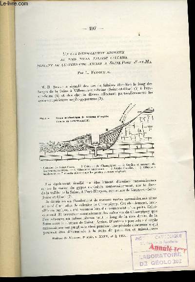 Un cas d'boulement argileux au pied d'une falaise calcaire pendant le quaternaire ancien  Seine-Port (S.-et M.) - Extrait du bulletin du Musum 2e srie t.XXIX n2 1957.