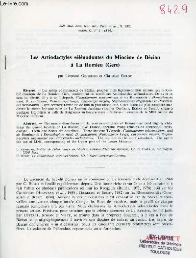 Les Artiodactyles slnodontes du Miocne de Bzian  La Romieu (Ger) - Extrait du Bull.mus.natn.hist.nat.Paris 4e srie 9 1987 section c n1.