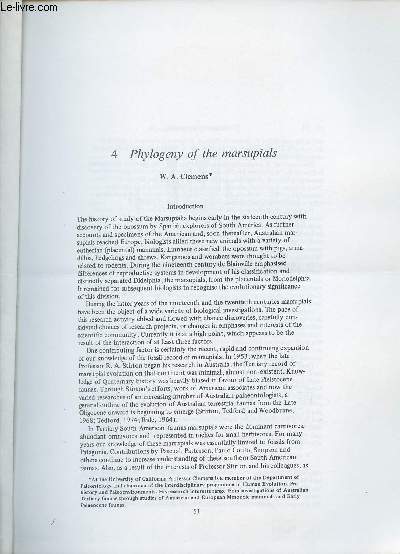 Phylogeny of the marsupials - Extrait the biology of marsupials.