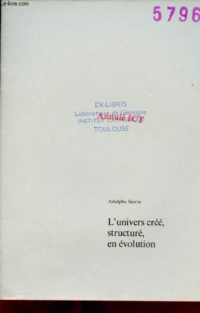 L'univers cre structur en volution - Tir  part Separatdruck aus civitas 4 dezember 1968 und civitas 6/7 mars 1969 jahrgang 24 1968/69 + envoi de l'auteur.