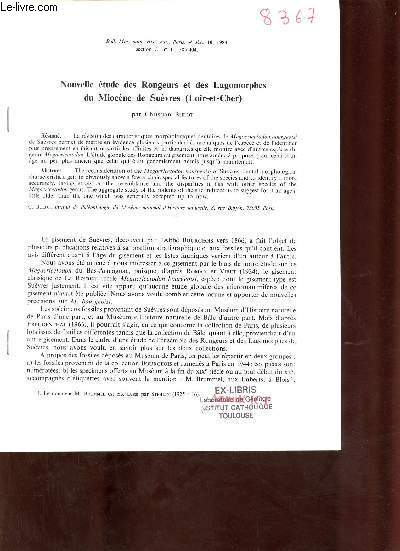 Nouvelle tude des Rongeurs et des Lagomorphes du Miocne de Suvres (Loir et Cher) - Extrait du Bull.Mus.natn.Hist.nat Paris 4e srie 10 1988 section C n4.