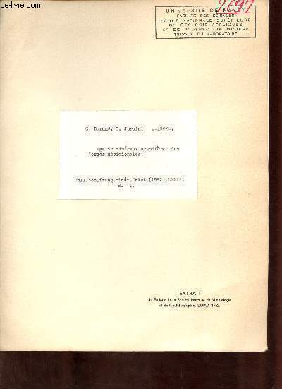 Age de minraux uranifres des Vosges mridionales - Extrait du bulletin de la socit franaise de Minralogie et de Cristallographie 1962 LXXXV.