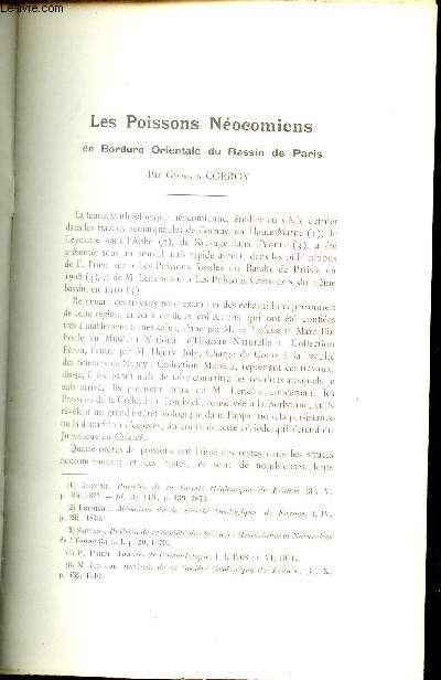 Les poissons nocomiens en bordure orientale du Bassin de Paris - Extrait du Bulletin de la socit des Sciences de Nancy 1922.