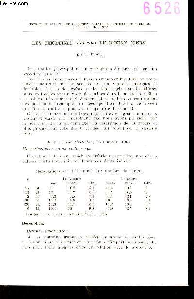 Les Crictids (Rodentia) de Bzian (Gers) - Extrait du bulletin de la socit d'histoire naturelle de Toulouse t.108 fasc.3-4 1972.