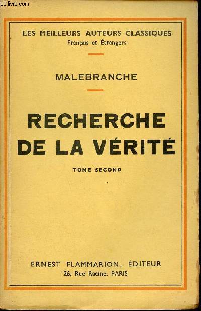 Recherche de la vrit - Tome 2 - Collection les meilleurs auteurs clasiques franais et trangers.