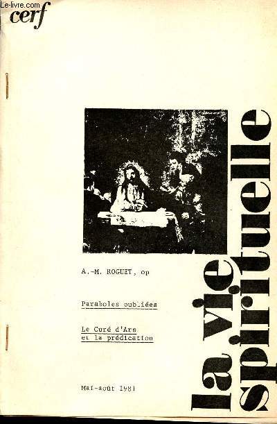 Paraboles oublies le Cur d'Ars et la prdication - Tir  part de la vie spirituelle mai aout 1981.