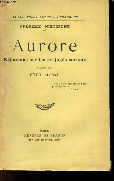 Aurore rflexions sur les prjugs moraux - 14e dition - Collection d'auteurs trangers.
