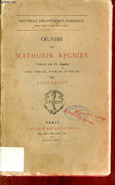 Oeuvres de Mathurin Regnier.
