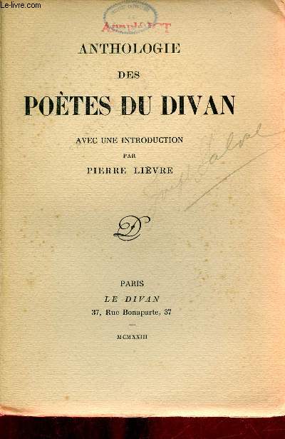 Anthologie des potes du divan.