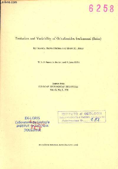 Evolution and Variability of Orbulinoides beckmanni (Saito) - Extrait eclogae geologicae helvetiae vol.62 n3 1970.