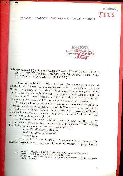 El nummulites aff.biedai de cabo oriambre (San Vicente de la Barquera Santander) y su situacion estratigrafica - Extrait Breviora Geologica Asturica ano XII 1968 num.2.