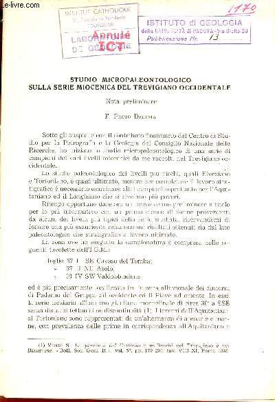 Studio Micropaleotologico sulla serie miocenica del trevigiano occidentale - Nota preliminare - Tir  part.