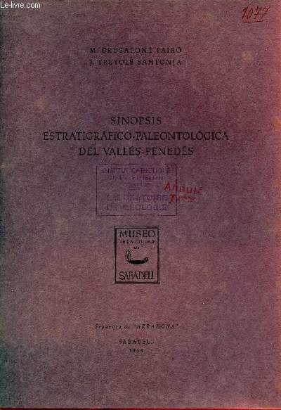 Sinopsis estratigrafico-paleontologica del Valls-Peneds - Museo de la ciudad de Sabadell.