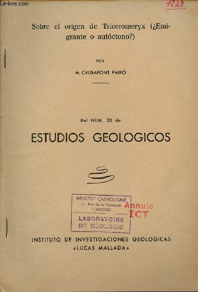 Sobre el origen de Triceromeryx (Emigrante o autoctono) - Del num.20 de estudios geologicos.