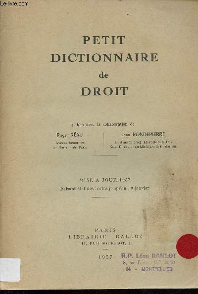 Petit dictionnaire de droit.