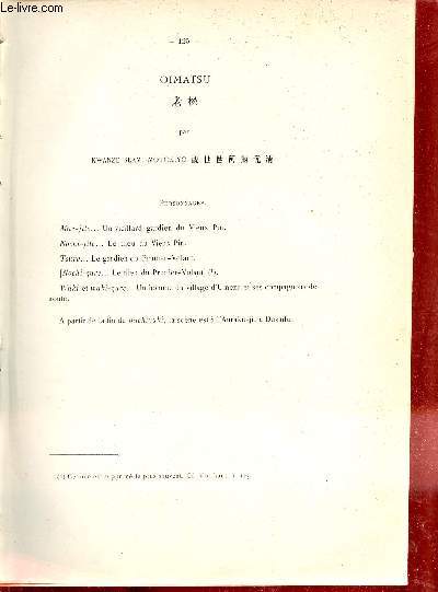 Oimatsu - Pice de thtre - Extrait du Bulletin de l'Ecole Franaise d'Extrme-Orient 1911.
