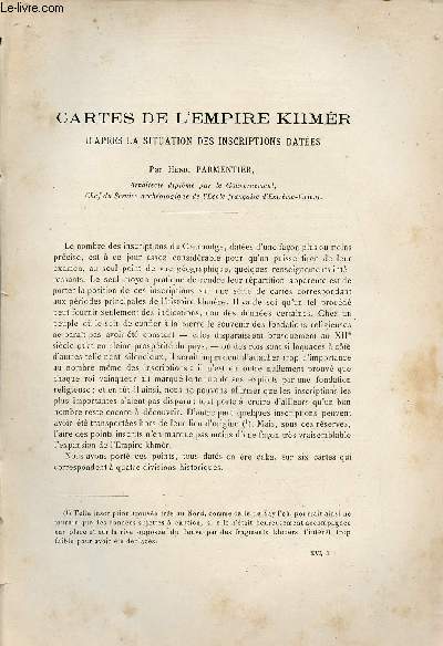 Cartes de l'Empire Khmer d'aprs la situation des inscriptions dates - Extrait du Bulletin de l'Ecole Franaise d'Extrme-Orient 1916.