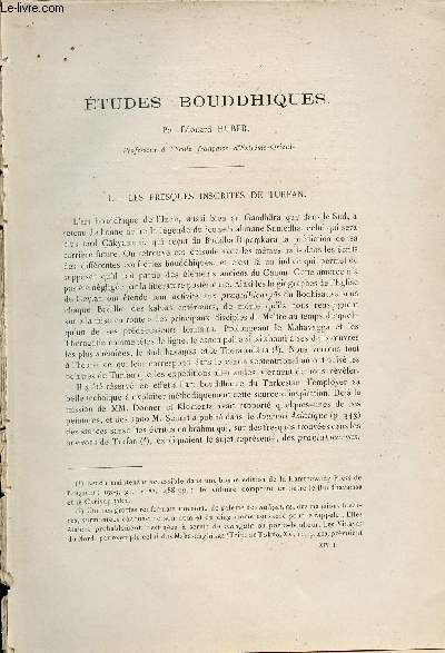 Etudes Bouddhiques - Les Fresques inscrites de Turfan - Extrait du Bulletin de l'Ecole Franaise d'Extrme-Orient 1914.