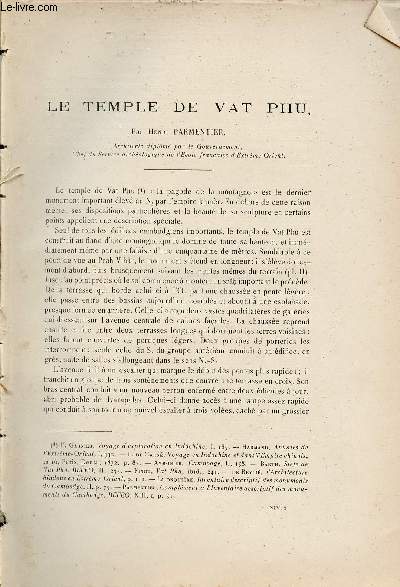 Le Temple de Vat Phu - Extrait du Bulletin de l'Ecole Franaise d'Extrme-Orient 1914.