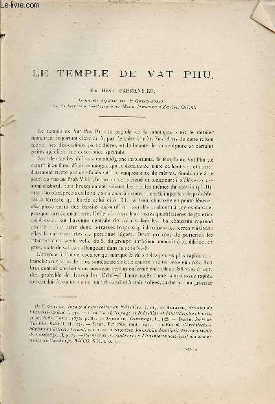 Le Temple de Vat Phu - Extrait du Bulletin de l'Ecole Franaise d'Extrme-Orient 1914.