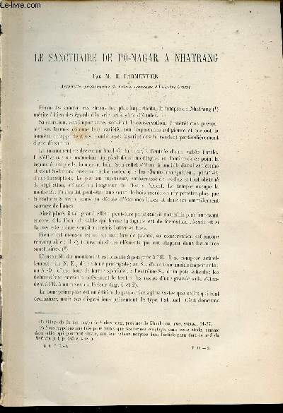 Le Sanctuaire de Po-Nagar a Nhatrang - Extrait du Bulletin de l'Ecole Franaise d'Extrme-Orient 1902.