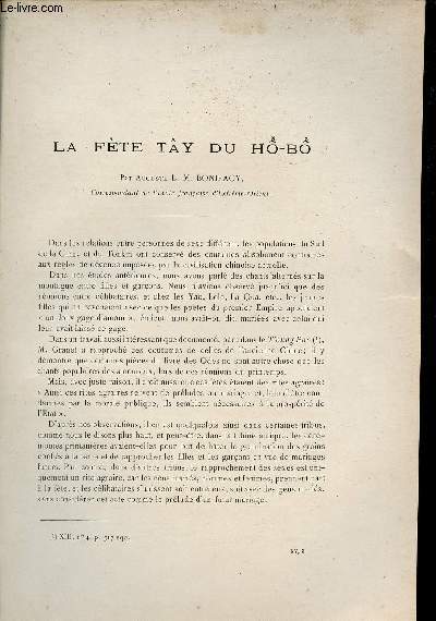 La Fte Ty du H-B - Extrait du Bulletin de l'Ecole Franaise d'Extrme-Orient 1915.