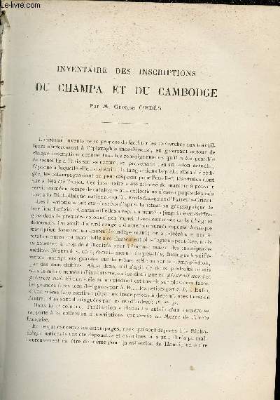Inventaire des inscriptions du Champa et du Cambodge - Extrait du Bulletin de l'Ecole Franaise d'Extrme-Orient 1908.