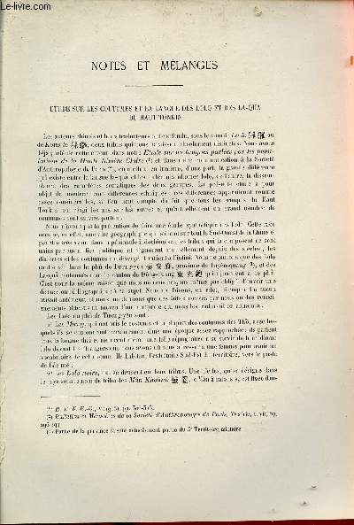 Etude sur les coutumes et la langue des Lolo et des La-Qua du Haut Tonkin - Bibliographie - Chronique - Extrait du Bulletin de l'Ecole Franaise d'Extrme-Orient 1908.