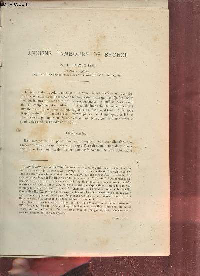 Anciens Tambours de Bronze - Extrait du Bulletin de l'Ecole Franaise d'Extrme-Orient 1918.