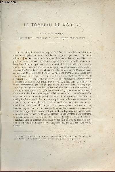 Le Tombeau de Nghi-V- Extrait du Bulletin de l'Ecole Franaise d'Extrme-Orient 1918.