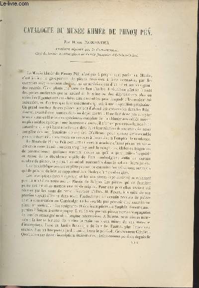 Catalogue du Muse Khmer de Phnom Pen - Extrait du Bulletin de l'Ecole Franaise d'Extrme-Orient 1912.