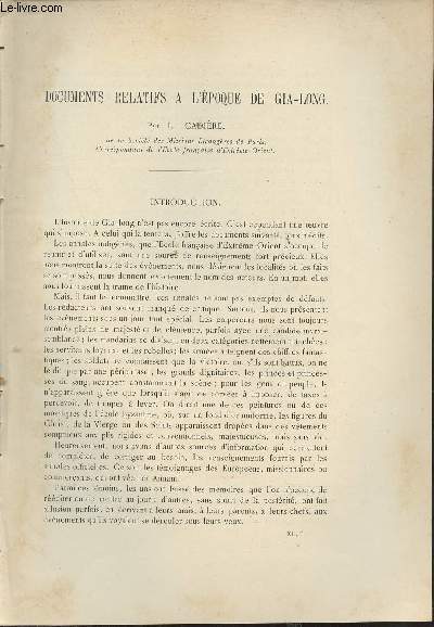 Documents relatifs  l'poque de Gia-Long - Extrait du Bulletin de l'Ecole Franaise d'Extrme-Orient 1912.