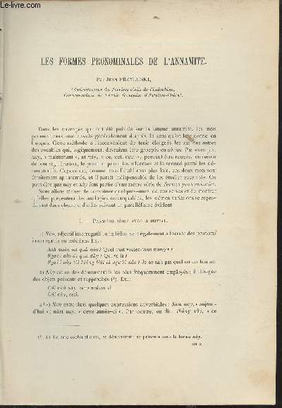 Les formes pronominales de l'annamite - Extrait du Bulletin de l'Ecole Franaise d'Extrme-Orient 1912.
