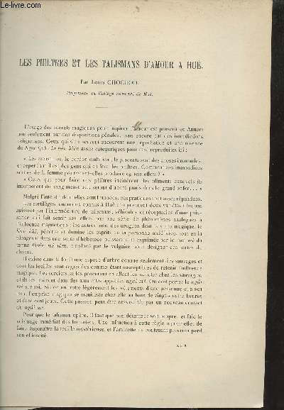 Les Philtres et les Talismans d'amour  Hu - Extrait du Bulletin de l'Ecole Franaise d'Extrme-Orient 1912.