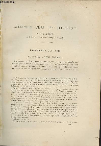 Alliances chez les Reungao - Extrait du Bulletin de l'Ecole Franaise d'Extrme-Orient 1917.