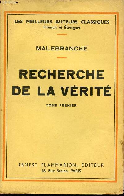 Recherche de la vrit - Tome premier - Collection les meilleurs auteurs classiques franais et trangers.