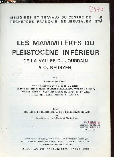 Les mammifres du plistocne infrieur de la Valle du Jourdain  Oubeidiyeh - Extrait les suides du pleistocene ancien d'Oubeidiyeh (israel) - Extrait mmoires et travaux du centre de recherche franais de Jrusalem n5.