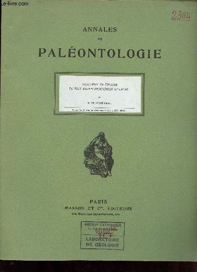 Trouvaille en Espagne du plus ancien procyonid d'Eurasie - Extrait des Annales de Palontologie T XLV 1959.