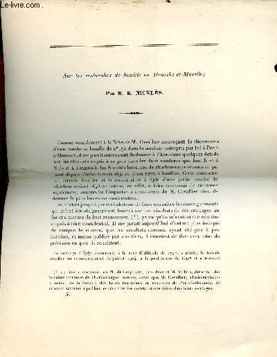 Sur les recherches de houille en Meurthe-et-Moselle - Extrait comptes rendus des sances de l'acadmie des sciences.