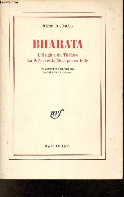Bharata l'origine du thtre la posie et la musique en Inde.
