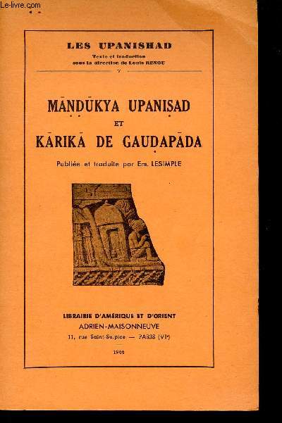 Mandukya upanisad et karika de gaudapada - Collection Les Upanishad V.