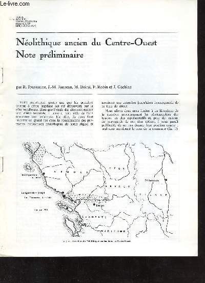 Nolithique ancien du Centre-Ouest note prliminaire - Extrait du bulletin de la socit prhistorique franaise 1979 tome 79 6 .