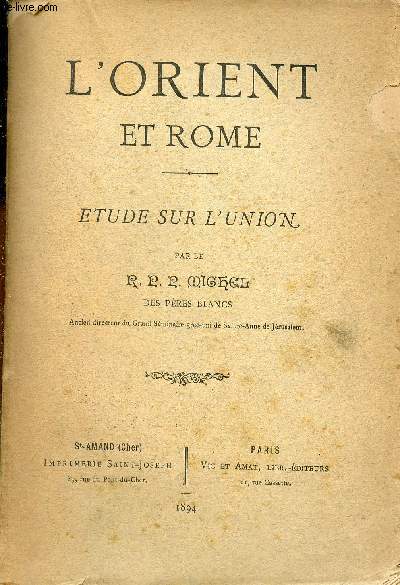 L'Orient et Rome - Etude sur l'union.