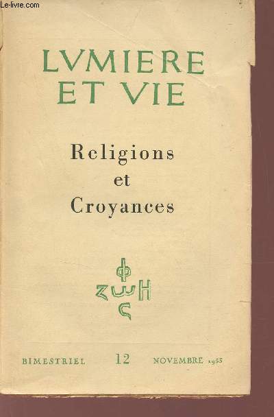 Lumiere et vie n12 novembre 1953 - Religions et croyances.