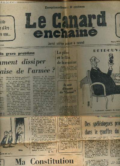 Le Canard enchan n2.272 43e anne 6 mai 1964 - Des splologues professionnels descendent dans le gouffre du mtro Saint-Denis - comment dissiper le malaise de l'arme ? - ma constitution - un nuvel exemple de la politique des chteaux de la scurit