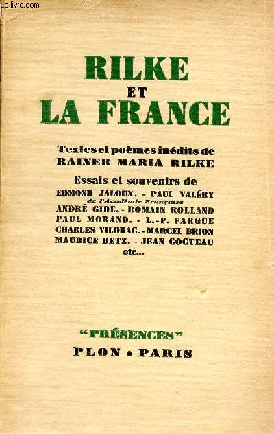 Rilke et la France - Collection Prsences.
