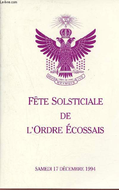 Suprme Conseil pour la France - Fte Solsticiale de l'ordre cossais - Samedi 17 dcembre 1994.