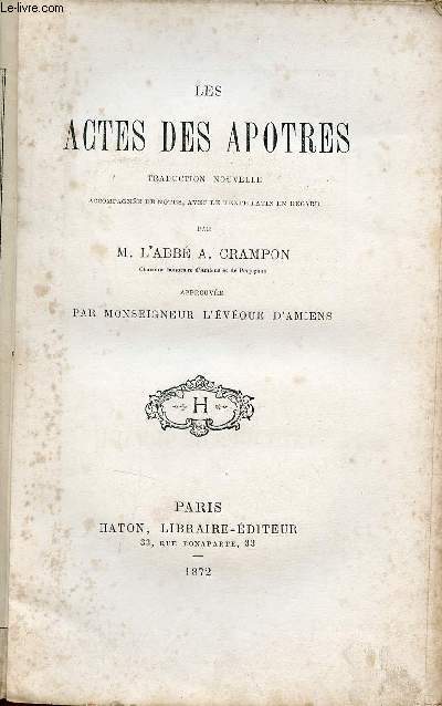 Les actes des apotres.