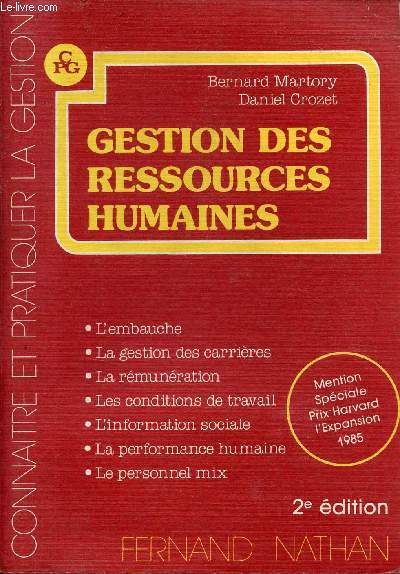 Gestion des ressources humaines - Collection connaitre et pratiquer la gestion - 2e dition.