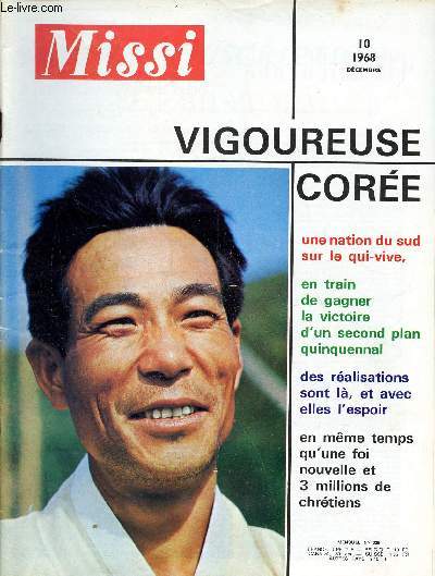 Missi n325 dcembre 1968 - Vigoureuse Core - intgration chrtienne - entre la Core et la France des liens de sang - coopratrices soeurs de Saint Paul de Chartres - bribes corennes - un vque coren mission corenne de Paris etc.